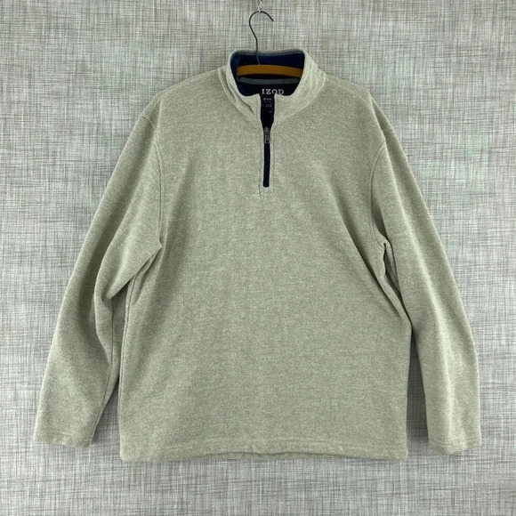Izod Advantage performance 1/4 Zip Sweatshirt Mens XL Beige 4082 - Picture 1 of 7